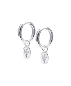 Lily of the Valley Birth Flower Silver Huggie Earring Charms HO-2711